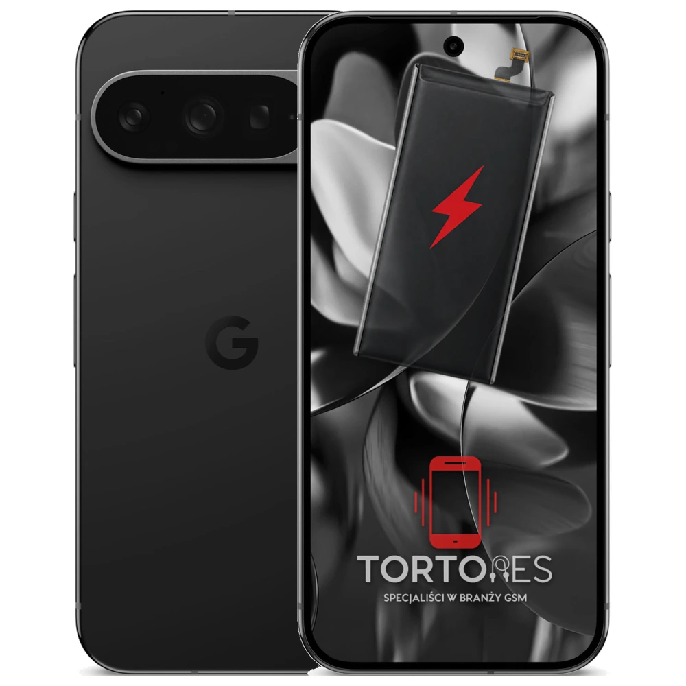 Google Pixel 9 Pro z ilustracją baterii - wymiana baterii