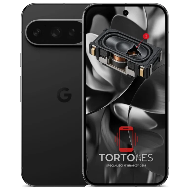 Google Pixel 9 Pro z symbolem głośnika multimedialnego - wymiana głośnika multimedialnego