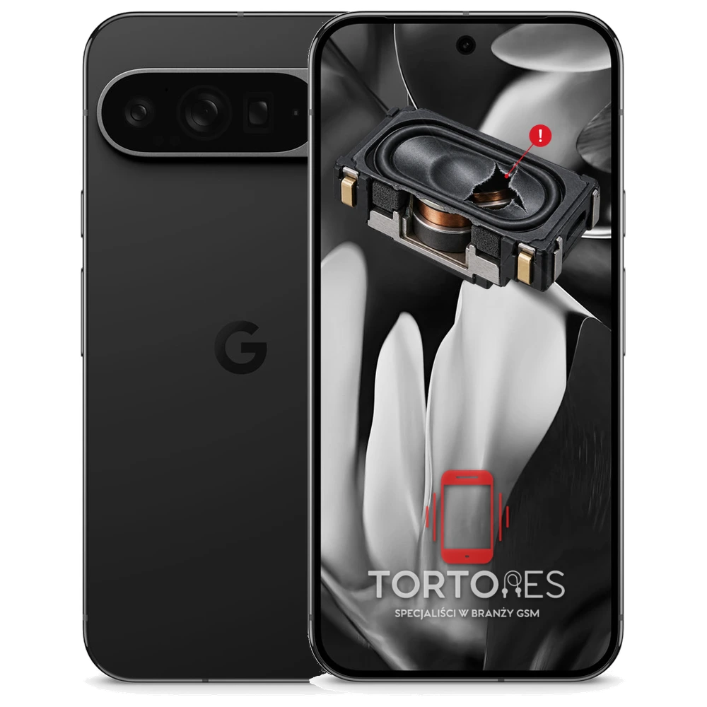 Google Pixel 9 Pro XL z symbolem głośnika multimedialnego - wymiana głośnika multimedialnego