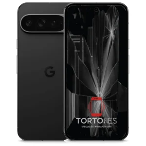 Google Pixel 9 Pro XL z ilustracją pękniętego wyświetlacza - wymiana zbitego wyświetlacza