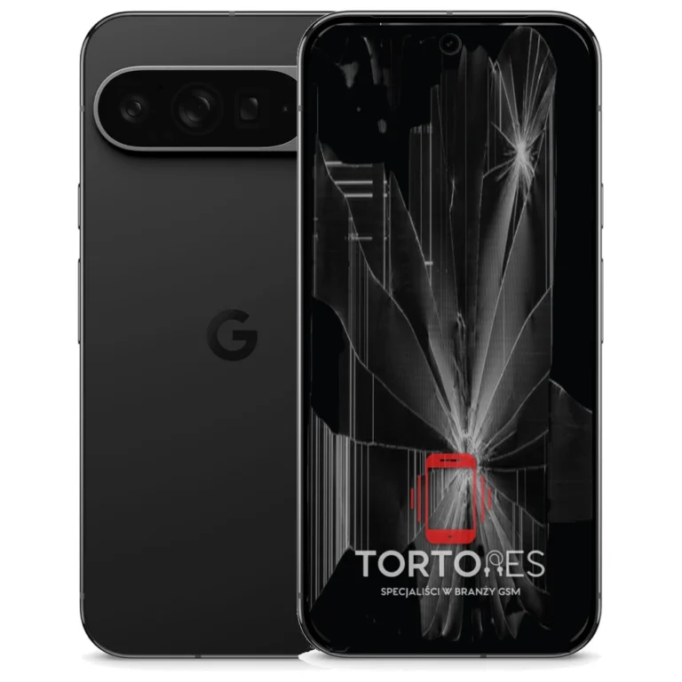 Google Pixel 9 Pro XL z ilustracją pękniętego wyświetlacza - wymiana zbitego wyświetlacza