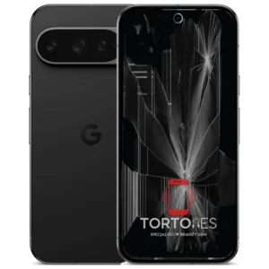 Google Pixel 9 Pro z ilustracją pękniętego wyświetlacza - wymiana zbitego wyświetlacza