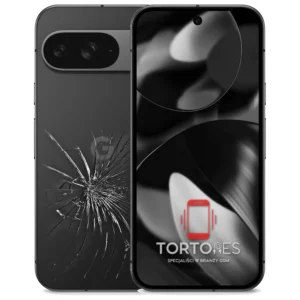 Google Pixel 9 z ilustracją pękniętej tylnej klapki - wymiana zbitej klapki