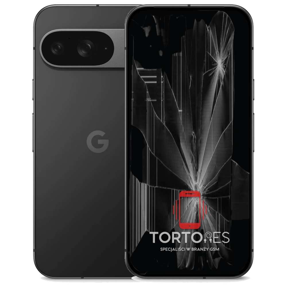 Google Pixel 9 z ilustracją pękniętego wyświetlacza - wymiana zbitego wyświetlacza