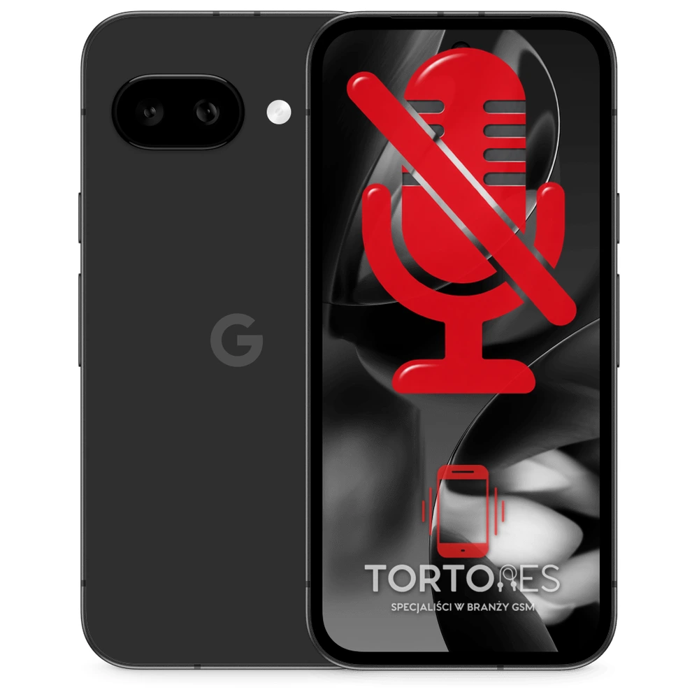 Google Pixel 9a z symbolem mikrofonu - naprawa mikrofonu