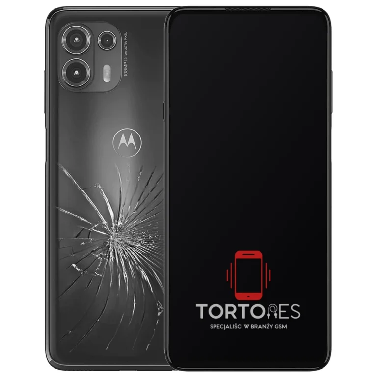 Motorola Edge 20 Lite z ilustracją pękniętej tylnej klapki - wymiana zbitej klapki