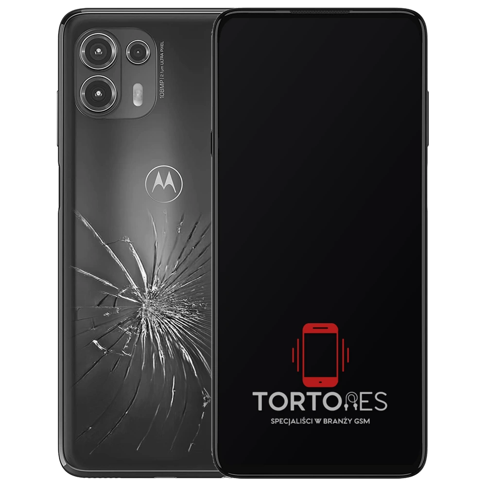 Motorola Edge 20 Lite z ilustracją pękniętej tylnej klapki - wymiana zbitej klapki