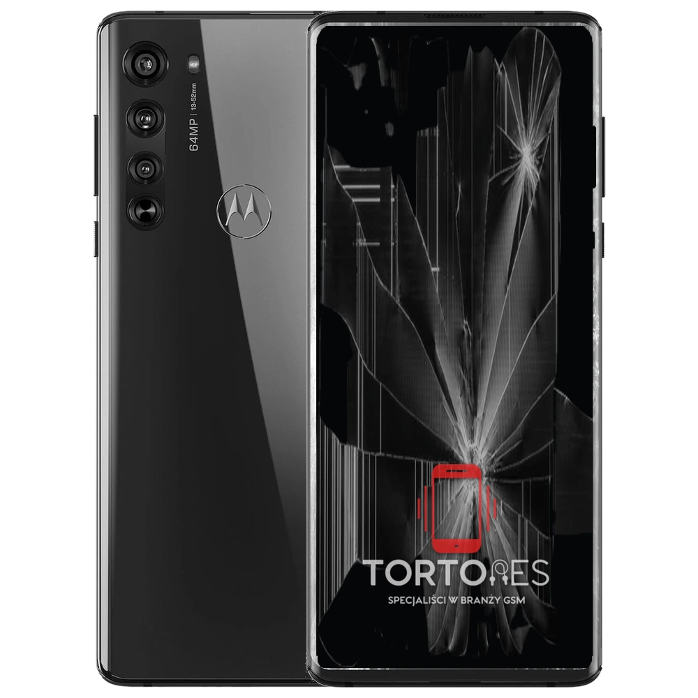Motorola Edge (2020) z ilustracją pękniętego wyświetlacza - wymiana zbitego wyświetlacza