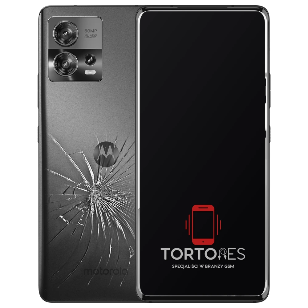 Motorola Edge 30 Fusion z ilustracją pękniętej tylnej klapki - wymiana zbitej klapki