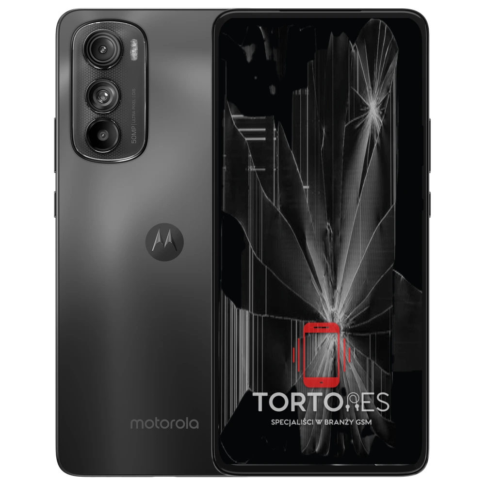 Motorola Edge 30 z ilustracją pękniętego wyświetlacza - wymiana zbitego wyświetlacza