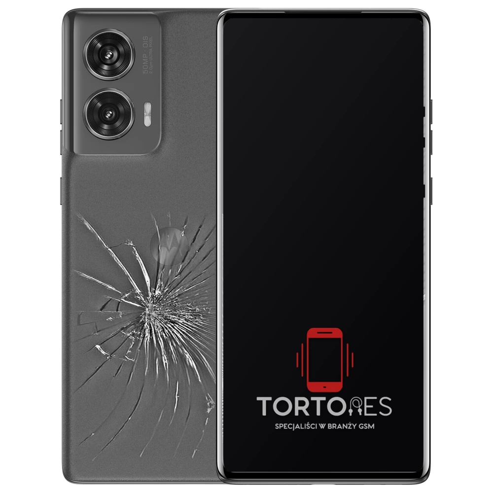 Motorola Edge 50 Fusion z ilustracją pękniętej tylnej klapki - wymiana zbitej klapki