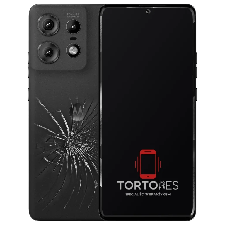 Motorola Edge 50 Pro z ilustracją pękniętej tylnej klapki - wymiana zbitej klapki