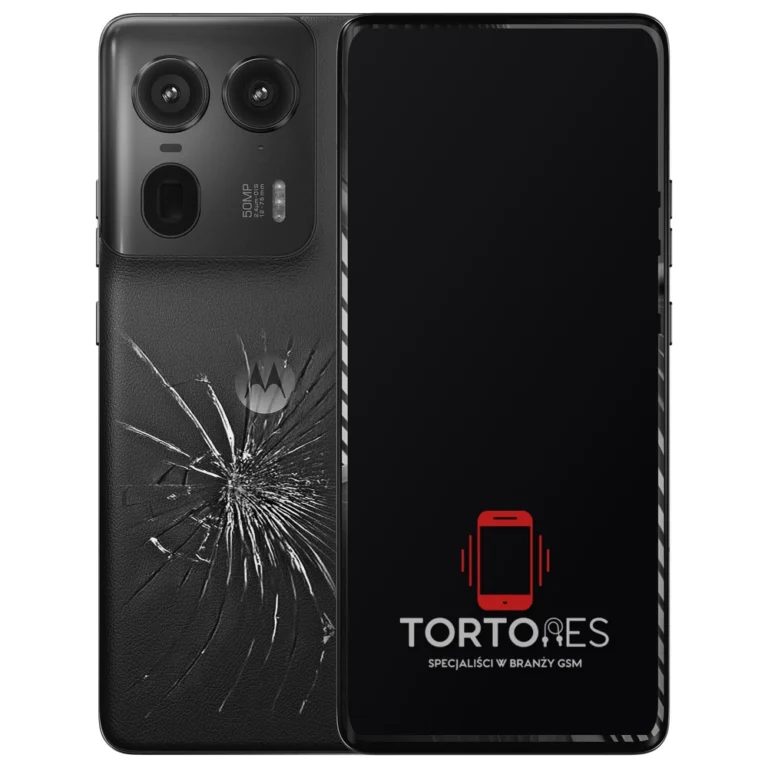 Motorola Edge 50 Ultra z ilustracją pękniętej tylnej klapki - wymiana zbitej klapki