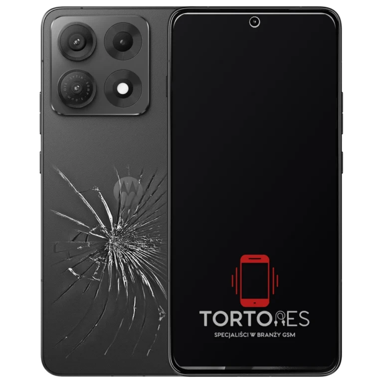 Motorola Edge 70 Max z ilustracją pękniętej tylnej klapki - wymiana zbitej klapki
