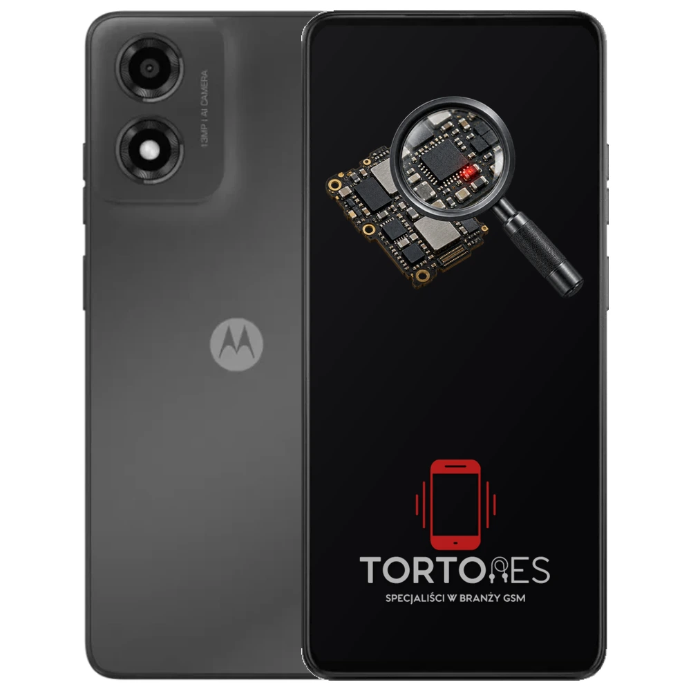 Motorola Moto E14 z symbolem diagnostyki - diagnoza telefonu