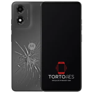 Motorola Moto E14 z ilustracją pękniętej tylnej klapki - wymiana zbitej klapki