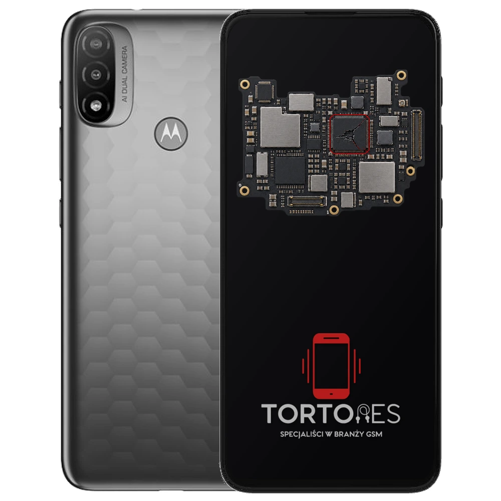 Motorola Moto E20 z ilustracją płyty głównej - naprawa płyty głównej