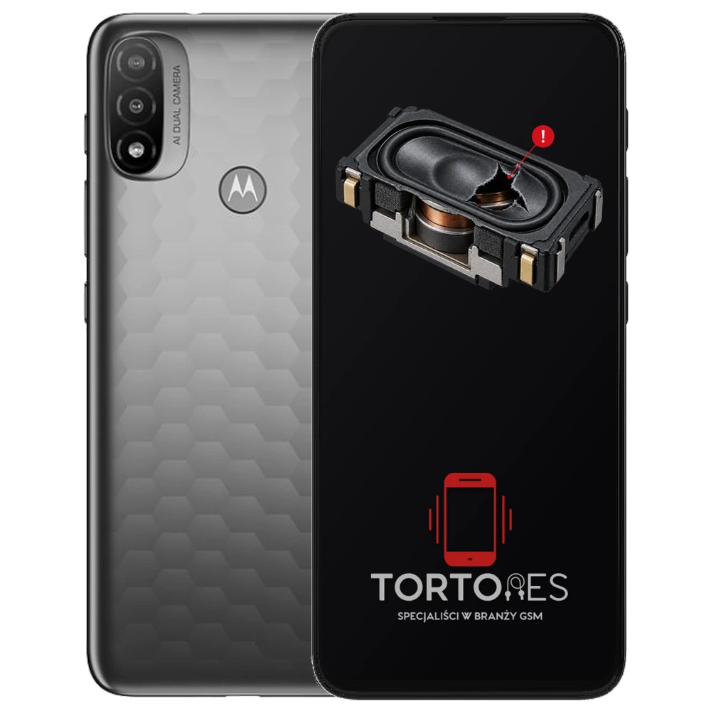 Motorola Moto E20 z symbolem głośnika multimedialnego - wymiana głośnika multimedialnego