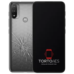Motorola Moto E20 z ilustracją pękniętej tylnej klapki - wymiana zbitej klapki