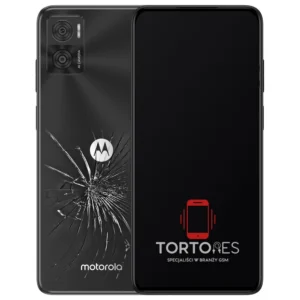 Motorola Moto E22 z ilustracją pękniętej tylnej klapki - wymiana zbitej klapki