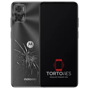 Motorola Moto E22i z ilustracją pękniętej tylnej klapki - wymiana zbitej klapki