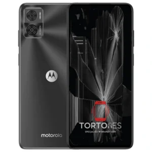 Motorola Moto E22i z ilustracją pękniętego wyświetlacza - wymiana zbitego wyświetlacza