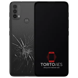 Motorola Moto E30 z ilustracją pękniętej tylnej klapki - wymiana zbitej klapki