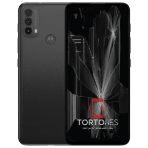 Motorola Moto E30 z ilustracją pękniętego wyświetlacza - wymiana zbitego wyświetlacza