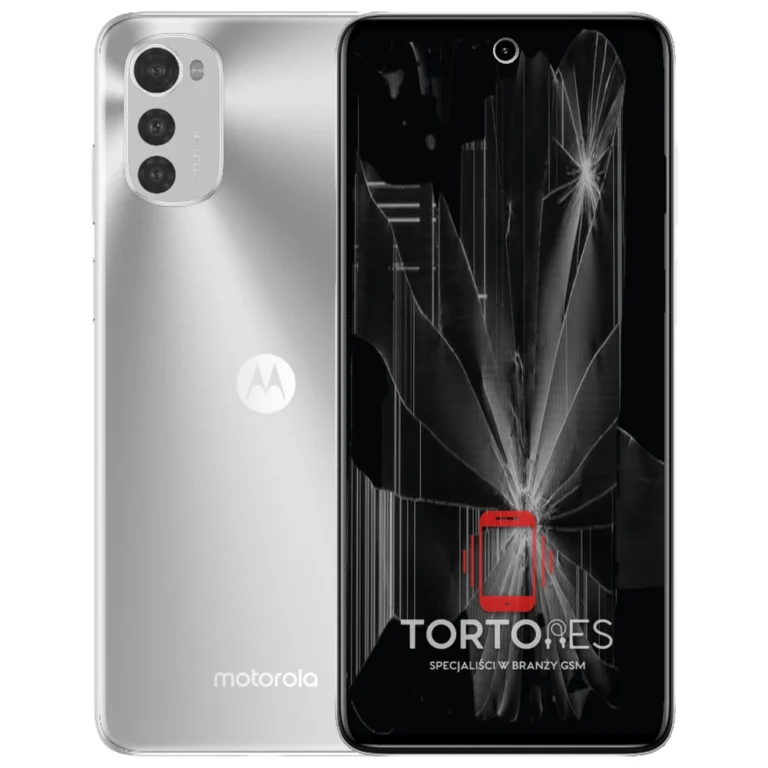 Motorola Moto E32s z ilustracją pękniętego wyświetlacza - wymiana zbitego wyświetlacza