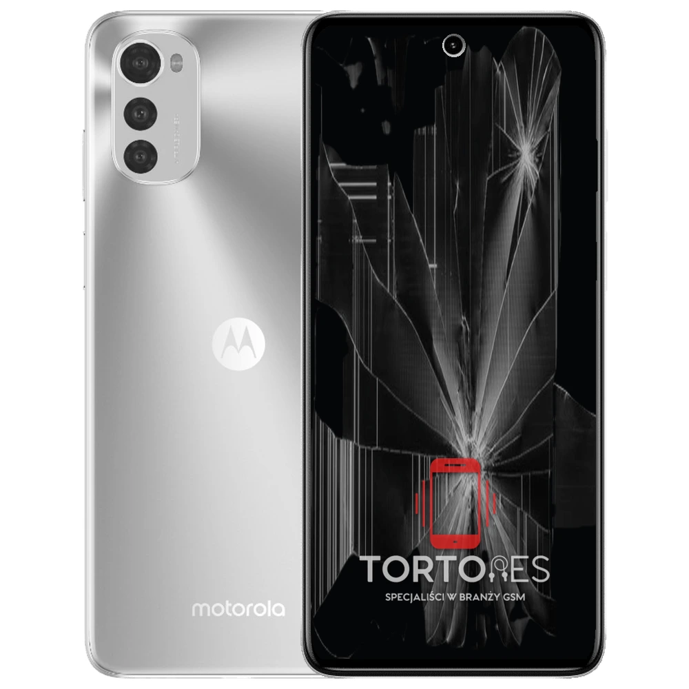 Motorola Moto E32s z ilustracją pękniętego wyświetlacza - wymiana zbitego wyświetlacza