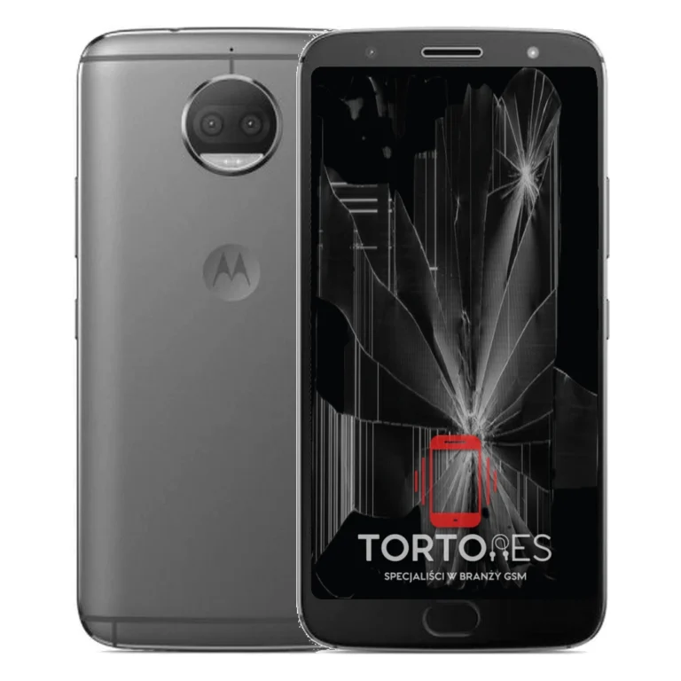 Motorola Moto E5 Plus z ilustracją pękniętego wyświetlacza - wymiana zbitego wyświetlacza