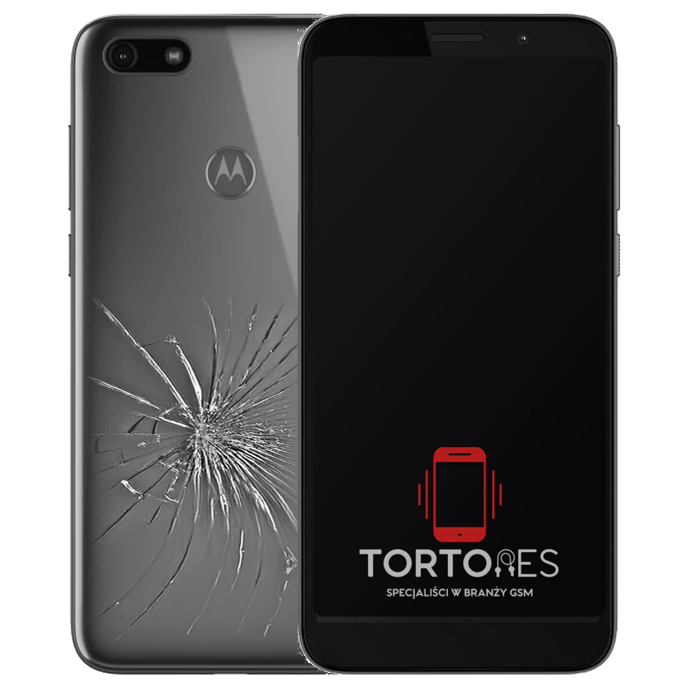 Motorola Moto E6 Play z ilustracją pękniętej tylnej klapki - wymiana zbitej klapki