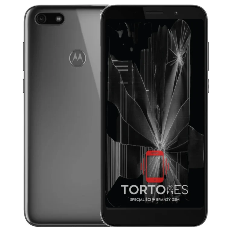 Motorola Moto E6 Play z ilustracją pękniętego wyświetlacza - wymiana zbitego wyświetlacza