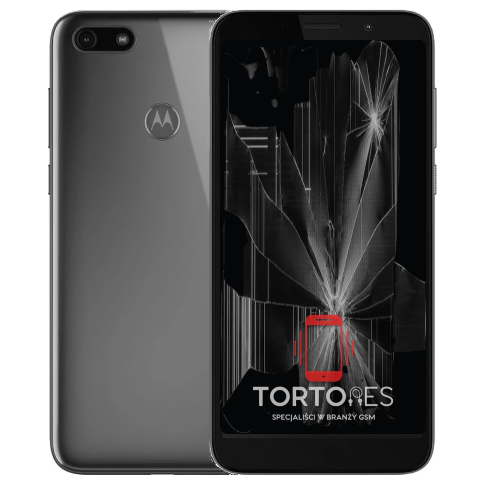 Motorola Moto E6 Play z ilustracją pękniętego wyświetlacza - wymiana zbitego wyświetlacza