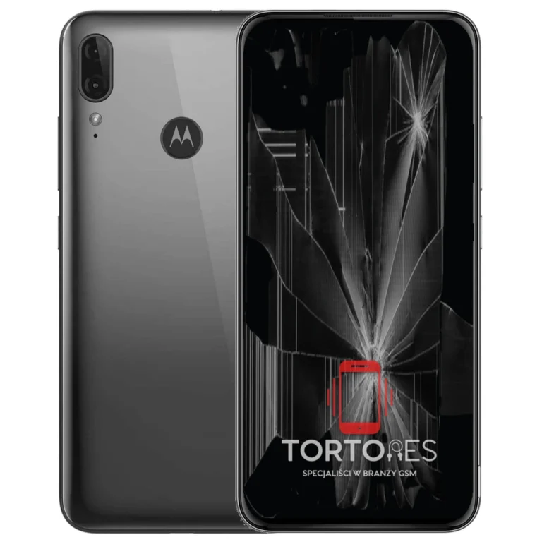Motorola Moto E6 Plus z ilustracją pękniętego wyświetlacza - wymiana zbitego wyświetlacza
