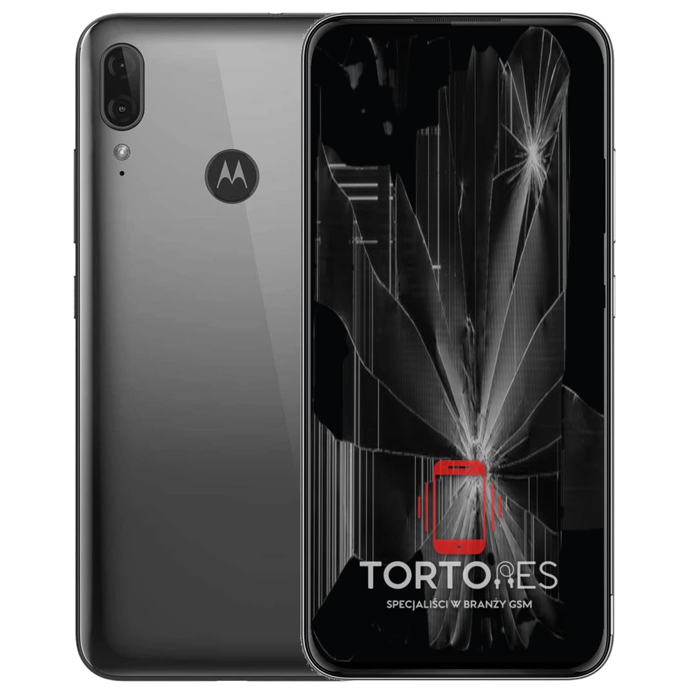 Motorola Moto E6 Plus z ilustracją pękniętego wyświetlacza - wymiana zbitego wyświetlacza