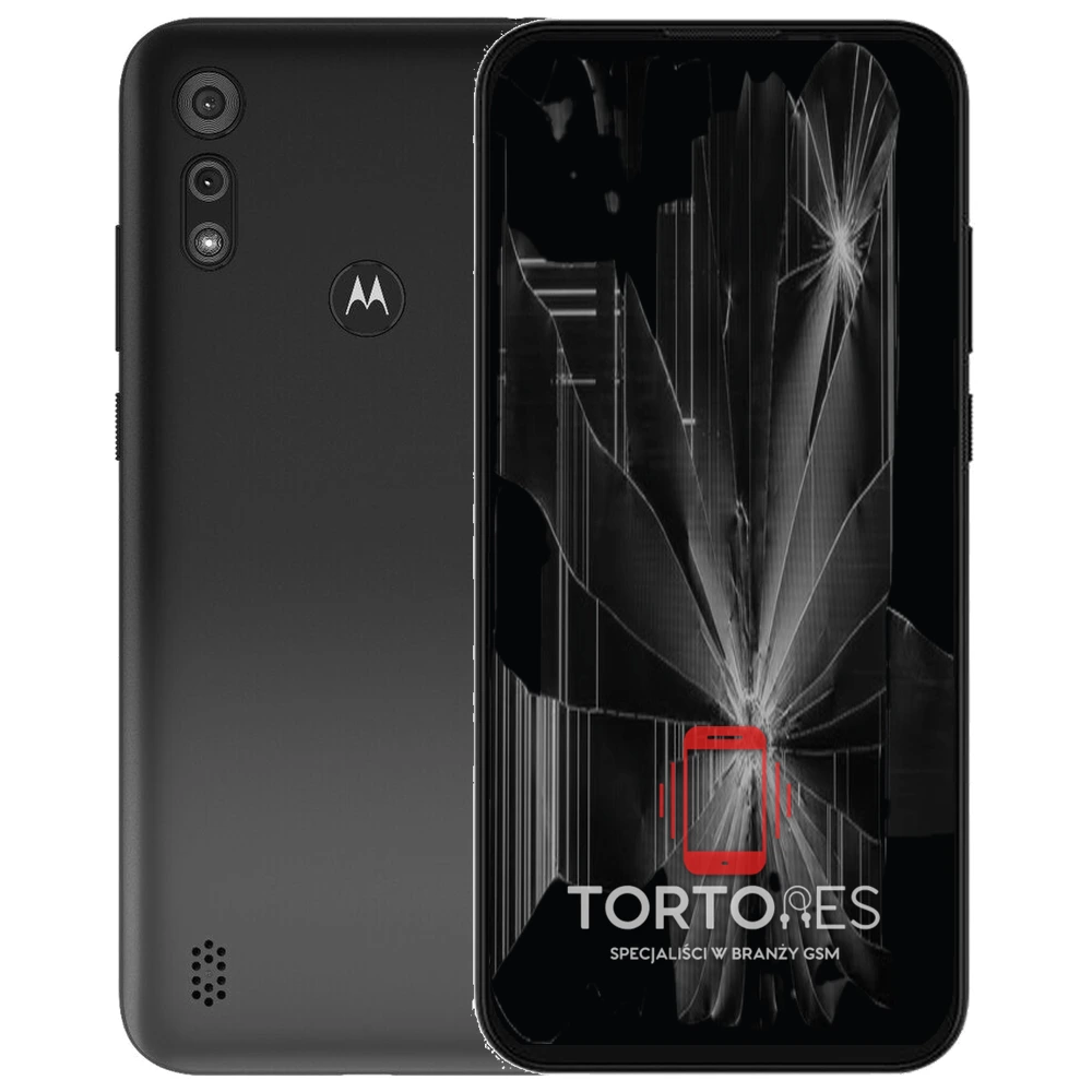 Motorola Moto E6s z ilustracją pękniętego wyświetlacza - wymiana zbitego wyświetlacza