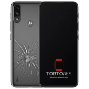 Motorola Moto E7 Power z ilustracją pękniętej tylnej klapki - wymiana zbitej klapki