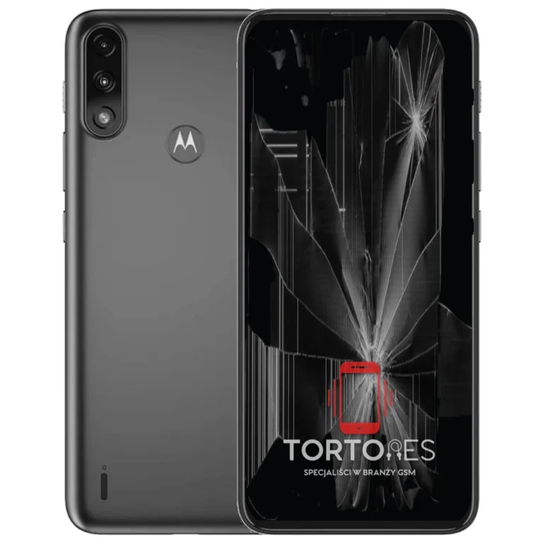Motorola Moto E7 Power z ilustracją pękniętego wyświetlacza - wymiana zbitego wyświetlacza
