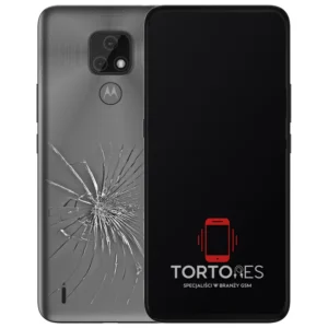 Motorola Moto E7 z ilustracją pękniętej tylnej klapki - wymiana zbitej klapki