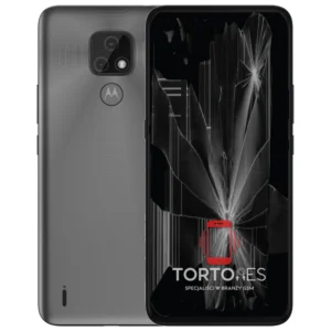 Motorola Moto E7 z ilustracją pękniętego wyświetlacza - wymiana zbitego wyświetlacza