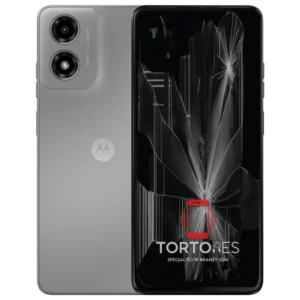 Motorola Moto G04 z ilustracją pękniętego wyświetlacza - wymiana zbitego wyświetlacza