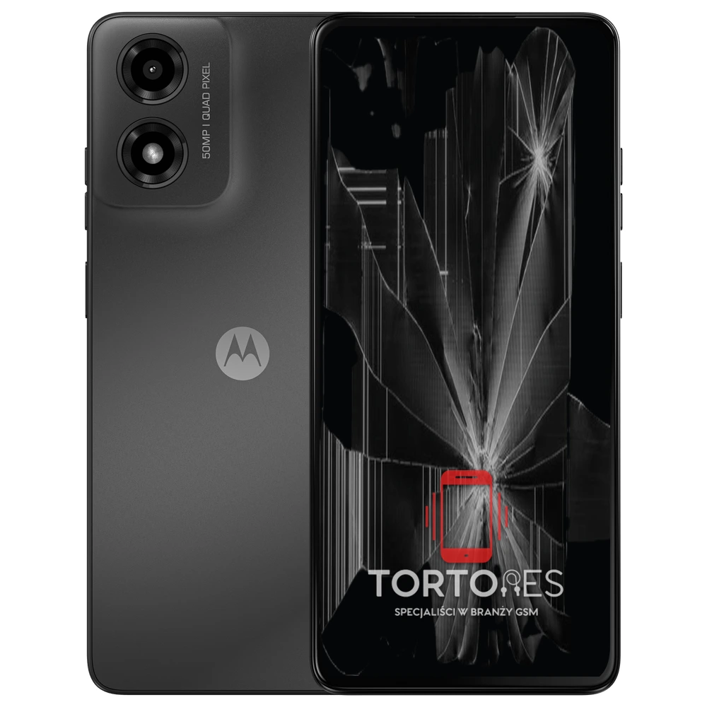 Motorola Moto G04s z ilustracją pękniętego wyświetlacza - wymiana zbitego wyświetlacza