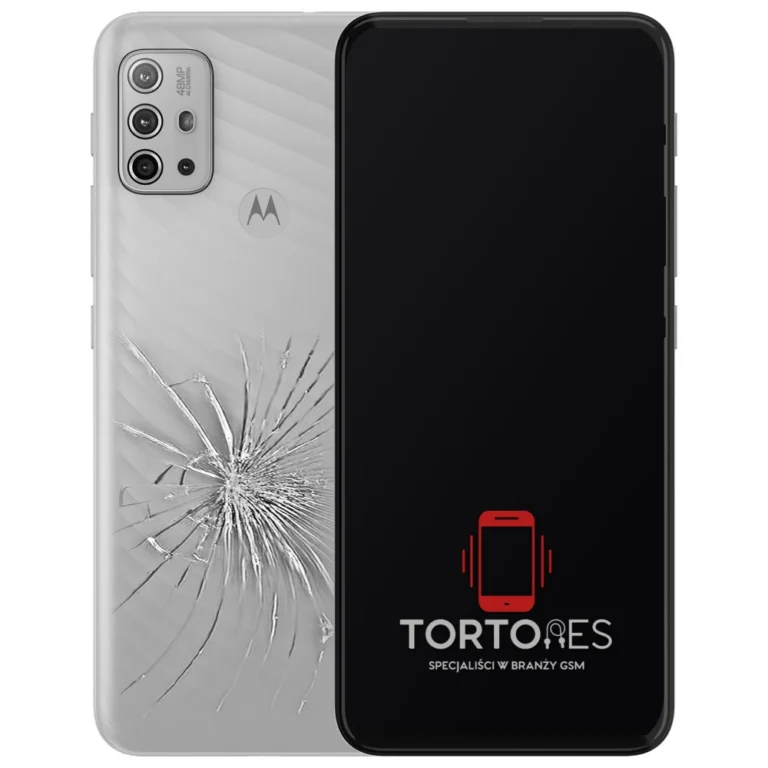 Motorola Moto G10 z ilustracją pękniętej tylnej klapki - wymiana zbitej klapki