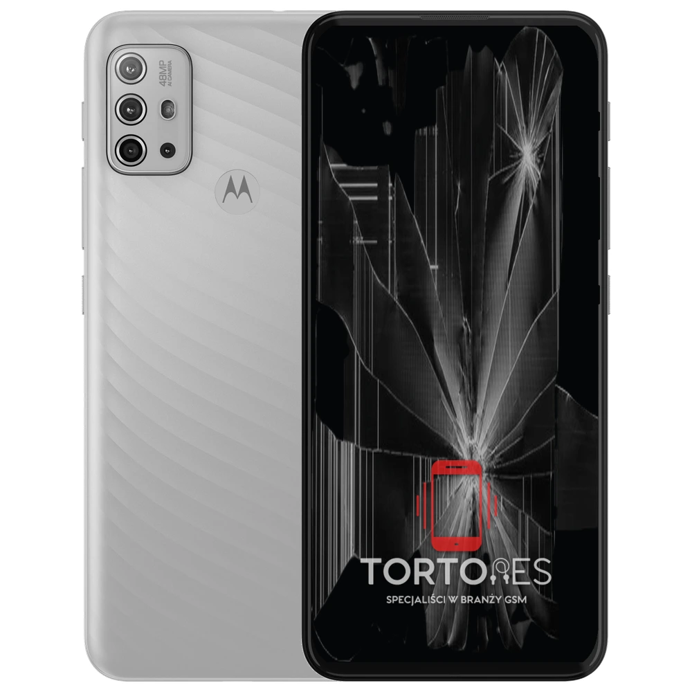 Motorola Moto G10 z ilustracją pękniętego wyświetlacza - wymiana zbitego wyświetlacza