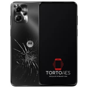Motorola Moto G13 z ilustracją pękniętej tylnej klapki - wymiana zbitej klapki