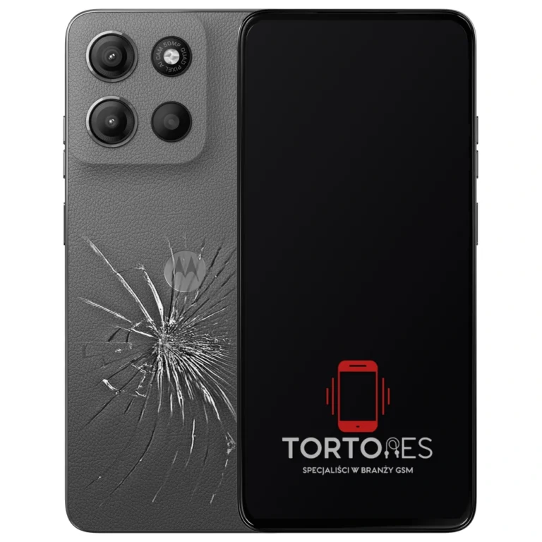 Motorola Moto G15 Power z ilustracją pękniętej tylnej klapki - wymiana zbitej klapki