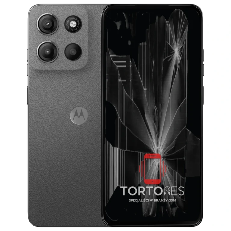 Motorola Moto G15 z ilustracją pękniętego wyświetlacza - wymiana zbitego wyświetlacza