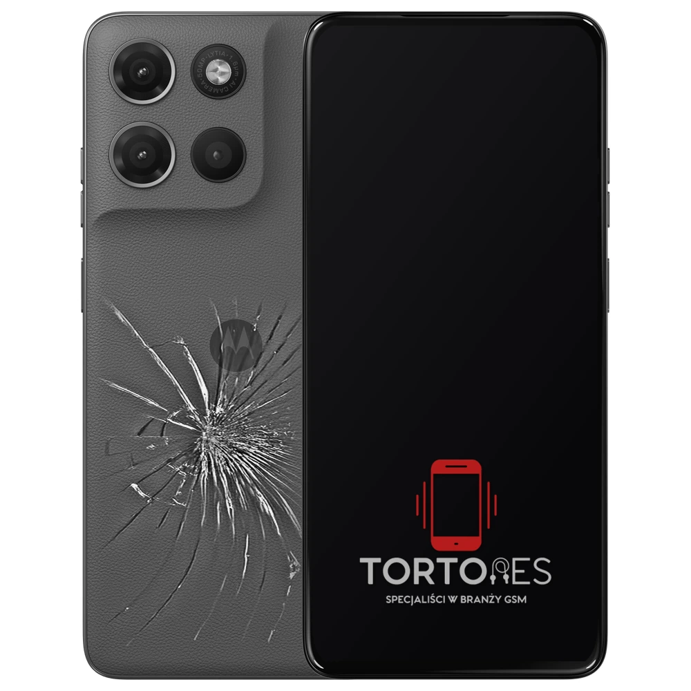 Motorola Moto G17 Power z ilustracją pękniętej tylnej klapki - wymiana zbitej klapki