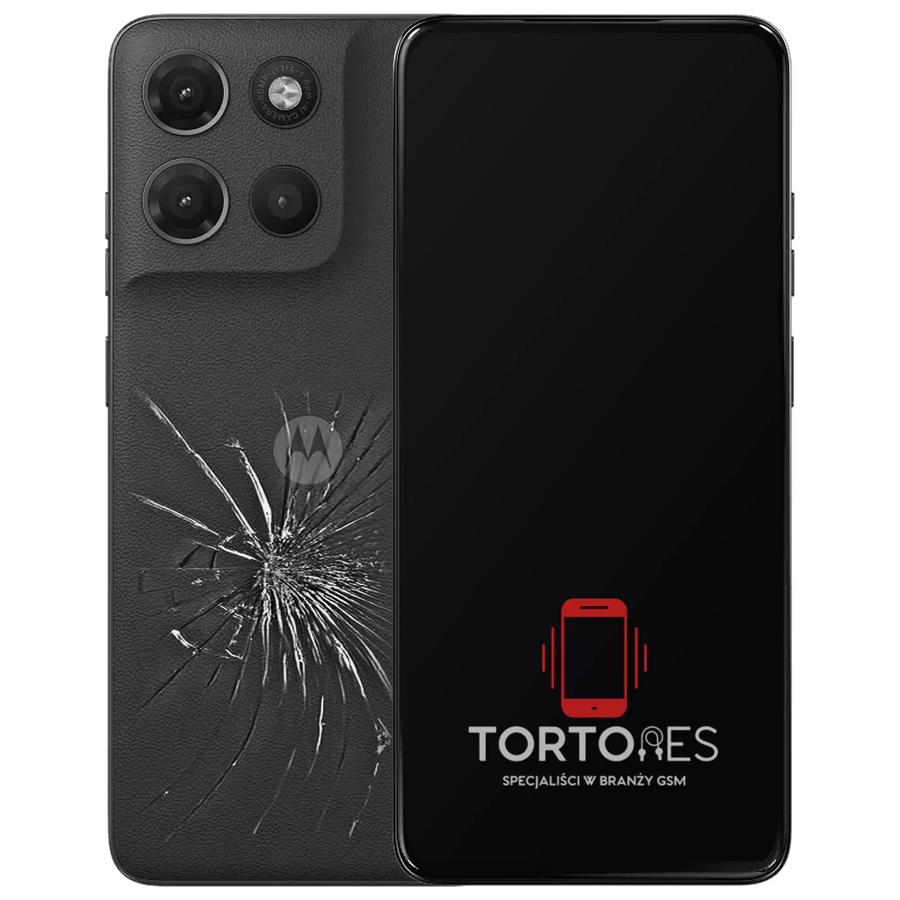 Motorola Moto G17 z ilustracją pękniętej tylnej klapki - wymiana zbitej klapki